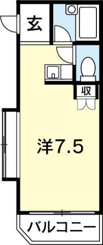 ハイツ高畠(ワンルーム/1階)の間取り写真
