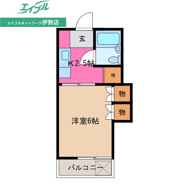 サンシャインA(1K/2階)の間取り写真