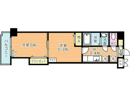 木下鉱産ビルII(2K/6階)の間取り写真