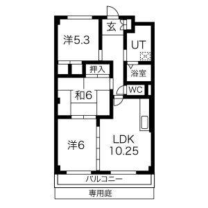 フォレストサイドK-III(3LDK/1階)の間取り写真