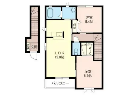 ビグディパB(2LDK/2階)の間取り写真