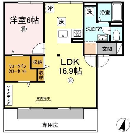 サンコーポ石井B(1LDK/1階)の間取り写真