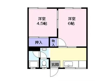 コーポ光陽(2K/2階)の間取り写真