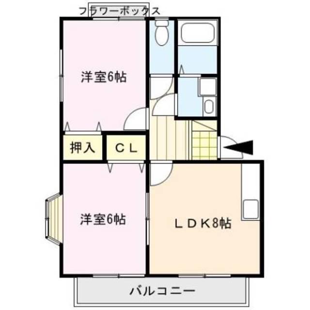 アネックス安武(2LDK/1階)の間取り写真