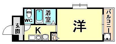 第6カシノハイツ(1K/2階)の間取り写真