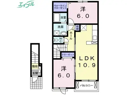 パークビサイドII(2LDK/2階)の間取り写真