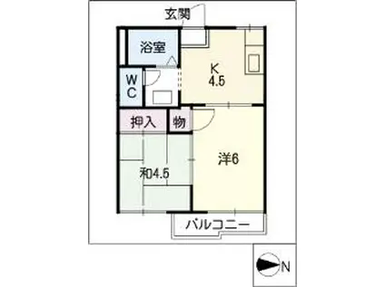 サン・タウニ―安城(2DK/1階)の間取り写真