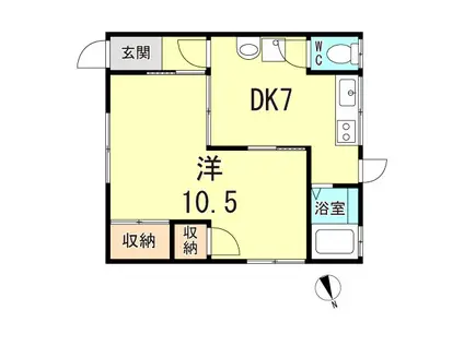 西山町V・V EST館(1DK/1階)の間取り写真