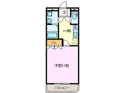 ウオッカ(1K/1階)の間取り写真