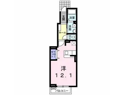 サニーレジデンスKII(ワンルーム/1階)の間取り写真