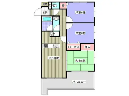 アーベル清水(3LDK/1階)の間取り写真