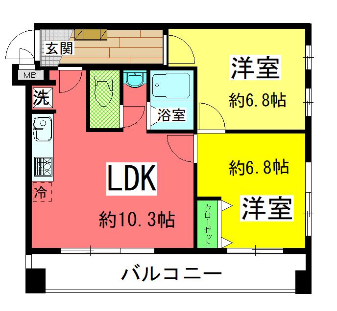 MITOIZUMI(2LDK/4階)の間取り写真
