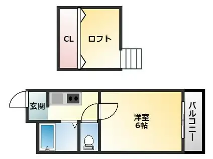 スペース・ライフ平野(1K/6階)の間取り写真