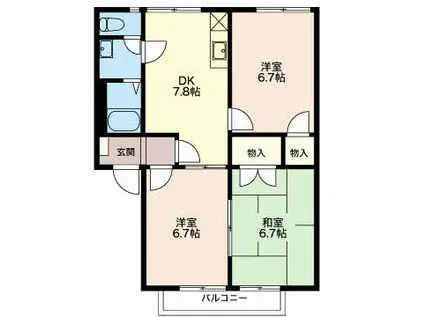 サングリーン成田(3DK/2階)の間取り写真