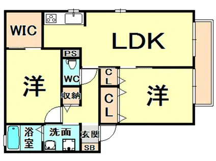 サンフォレスト荒牧(2LDK/1階)の間取り写真