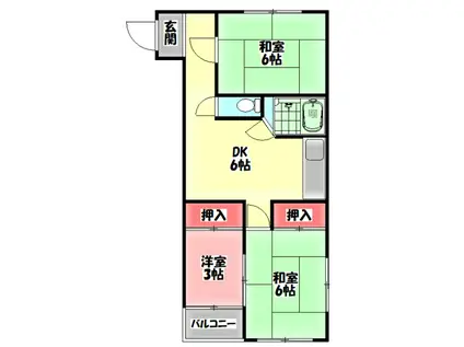 ベストハイツジョイ(3DK/3階)の間取り写真