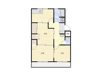 ラ・トゥール屋島百石(3DK/2階)の間取り写真