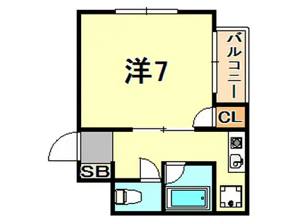 ハッピー須磨ハイツ(1K/3階)の間取り写真