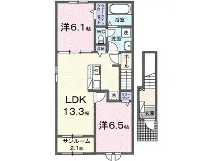 エアリー・グレイスIII(2LDK/2階)の間取り写真