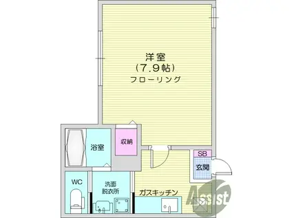 城壁のカメリアⅠ(1K/1階)の間取り写真