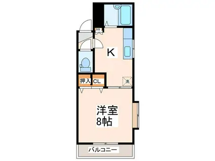 カージェ九品寺(1K/3階)の間取り写真