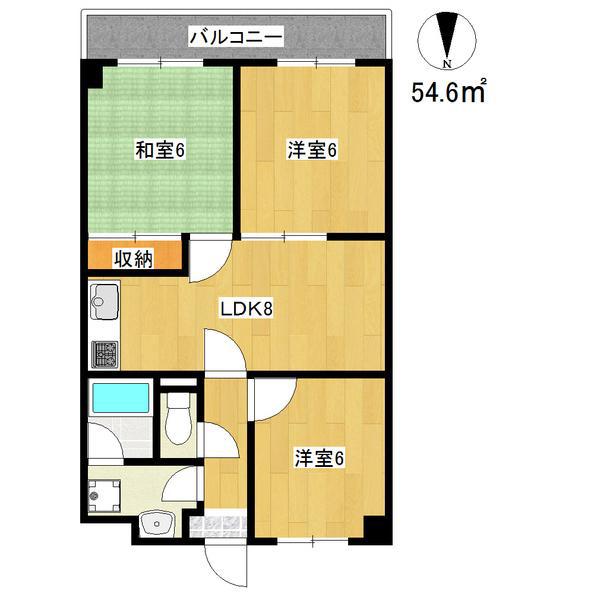 セラヴィ津久野(3LDK/4階)の間取り写真