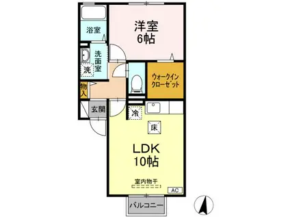 アンビックス利府 伍番館(1LDK/1階)の間取り写真