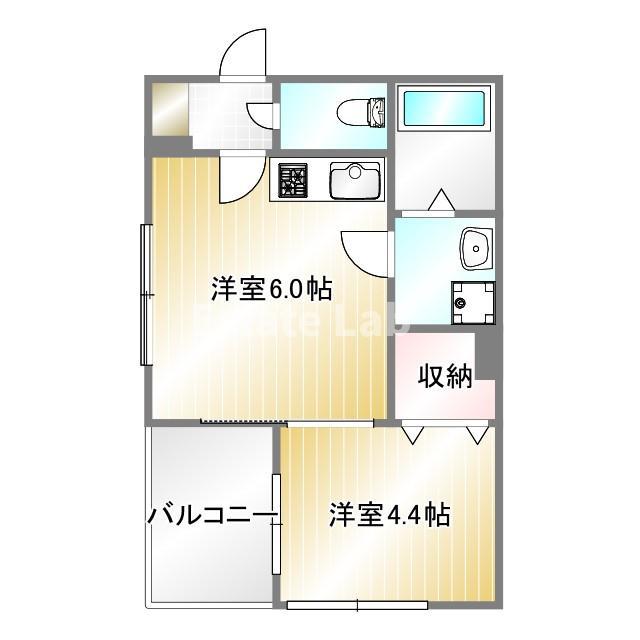 アミソレイユ長田(1DK/2階)の間取り写真