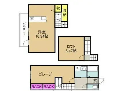 G・ROSSO(ワンルーム/1階)の間取り写真