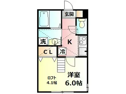CASA ORISEI(1K/1階)の間取り写真