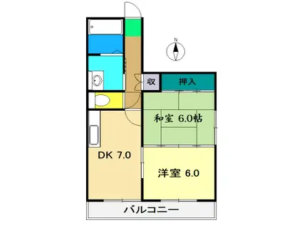 山崎ハイツ(2DK/5階)の間取り写真