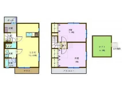 フォーリア(2LDK/1階)の間取り写真