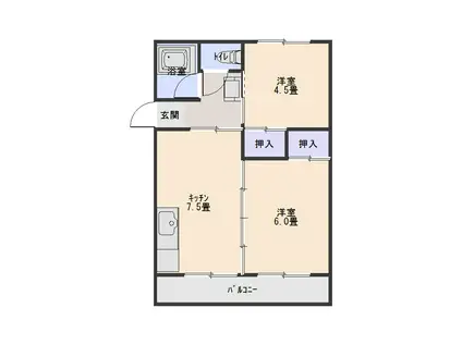 永井アパート(2DK/1階)の間取り写真