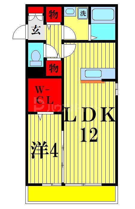 クレール市川(1LDK/1階)の間取り写真