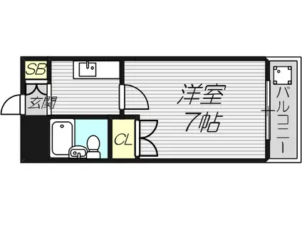 ベストレジデンス瓢箪山 I(1K/2階)の間取り写真