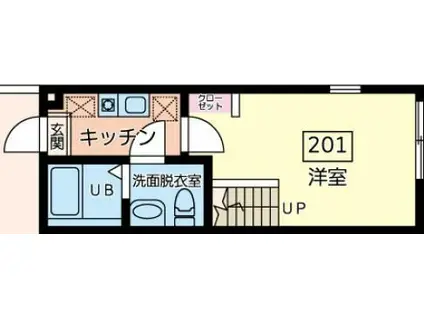 リーフィア(1K/2階)の間取り写真