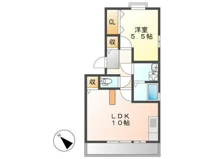 トレビナ城木(1LDK/3階)の間取り写真