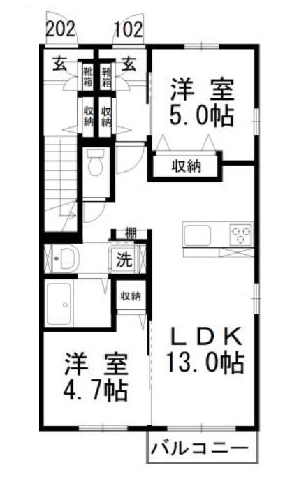 ルーチェ・A(2LDK/1階)の間取り写真