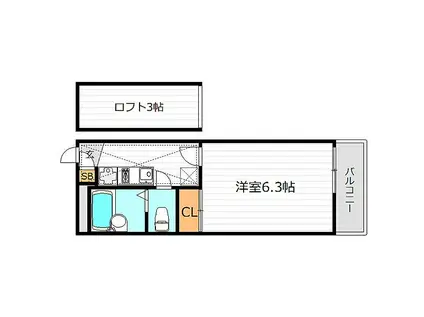 ESPACIO御幣島(1K/1階)の間取り写真