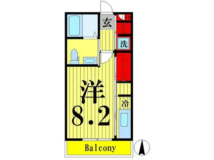 セントグレース(1K/2階)の間取り写真