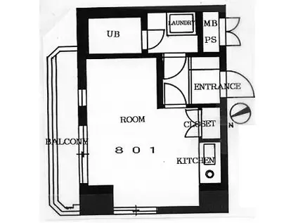 ライオンズマンション浅草(ワンルーム/8階)の間取り写真