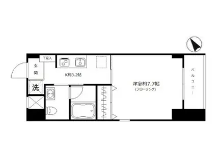 パルコート(1K/2階)の間取り写真