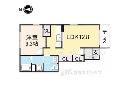 ベルフィオーレS2 3番館(1LDK/1階)の間取り写真