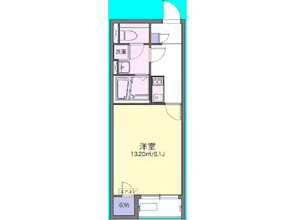 名鉄西尾線 福地駅 徒歩47分 2階建 築11年(1K/1階)の間取り写真