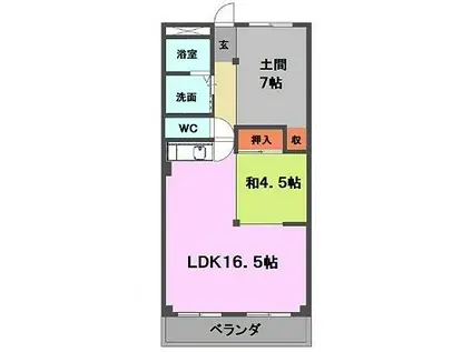 ロイヤル福光(1LDK/3階)の間取り写真