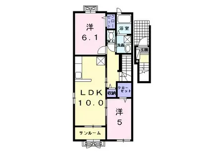 ソレアード(2LDK/2階)の間取り写真