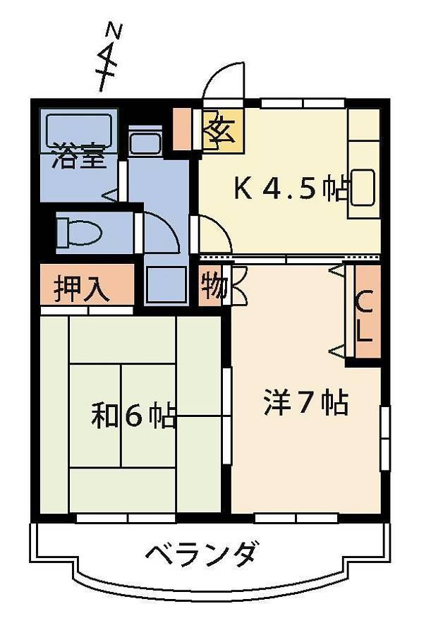 エンシェントハイツ(2K/2階)の間取り写真