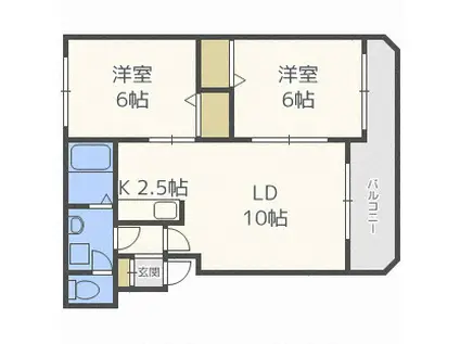 ハイデンス菊水A(2LDK/1階)の間取り写真
