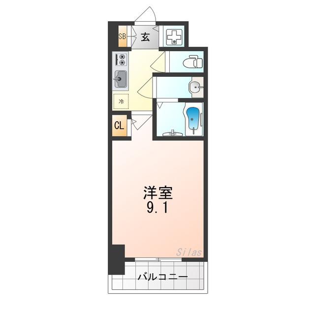 S-RESIDENCE堺BLAZE(1K/14階)の間取り写真