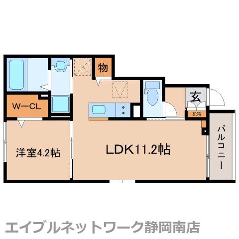 ヒカルサ焼津塩津ウエスト(1LDK/1階)の間取り写真